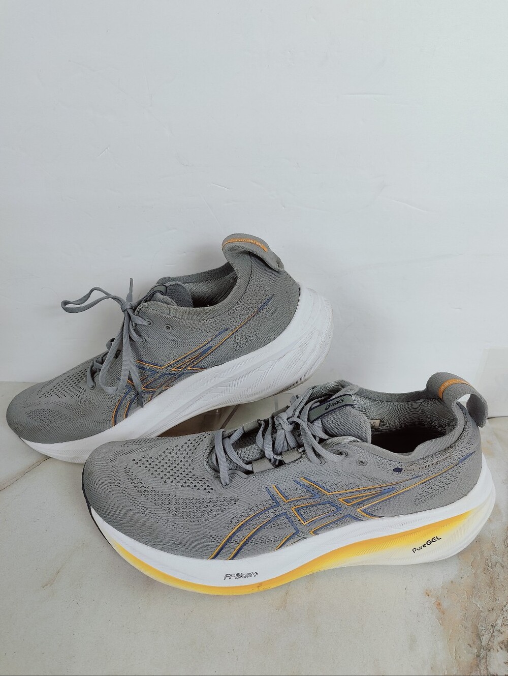 Asics Men's Gel-Nimbus 26 Running Sneakers 'Sheet Rock/Thunder Blue', Sz 13